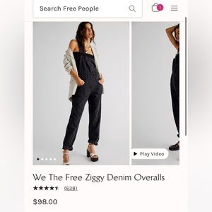 Size XS Free People Ziggy Overalls